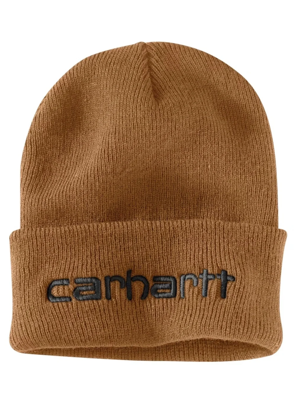 Carhartt Caramel Brown Cuffed Beanie with Embroidered Logo